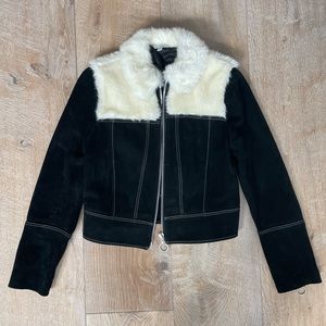 Cool suede + fur crop jacket & Other Stories Small 6 winter unique Fall 🍁 coat